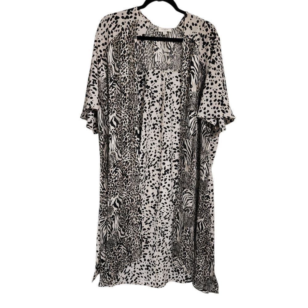 Umgee Kimono S/M beige Black Mixed Animal Print Boho Western Cowgirl